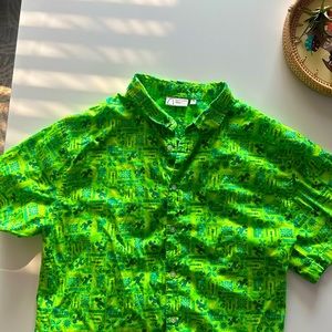 Disney Aulani Olu mel turtle woven hawaiian shirt Adult XXL like new